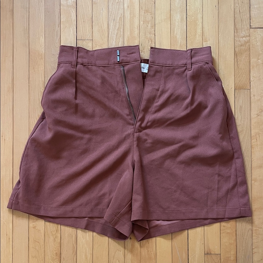 Abercrombie & Fitch Rust Brown High-Waist Bermuda Shorts